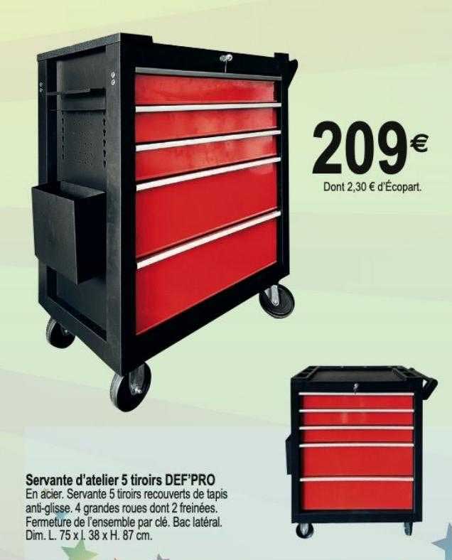 Servante D'atelier 5 Tiroirs Def'pro