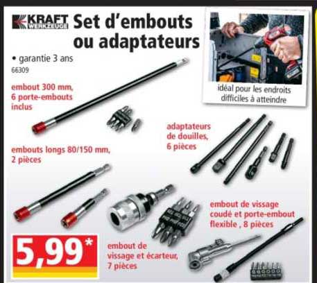 set d'embouts ou adaptateurs kraft werkzeuge
