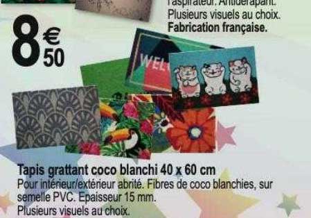 tapis grattant coco blanchi 40 x 60 cm