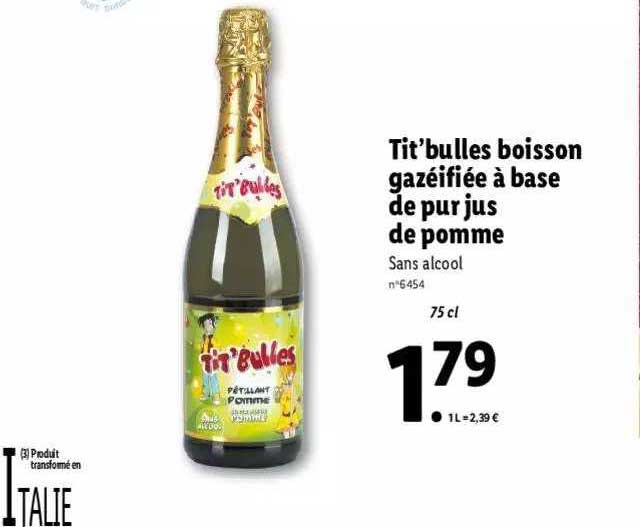 tit'bulles boisson gazéifiée à base de pur jus de pomme