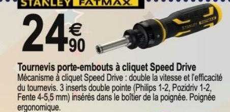 tournevis porte-embouts à cliquet speed drive stanley fatmax