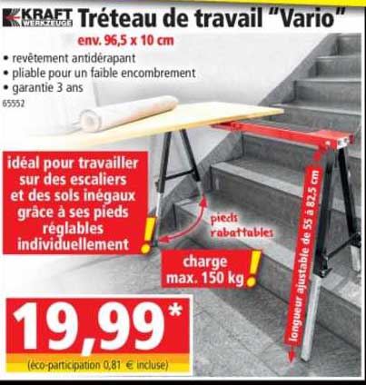 tréteau de travail "vario" kraft werkzeuge