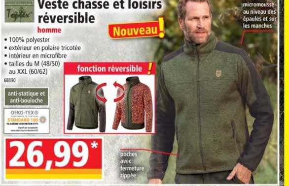 veste chasse et loisirs réversible homme