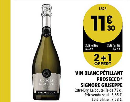 vin blanc pétillant prosecco signore giuseppe