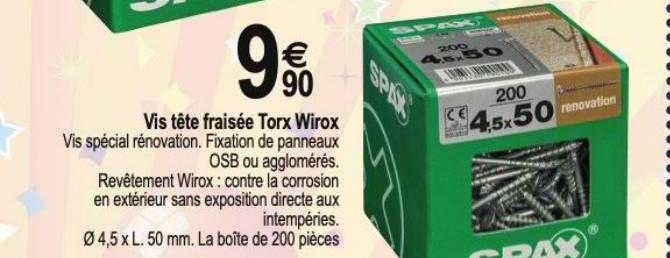 vis tête fraisée torx wirox