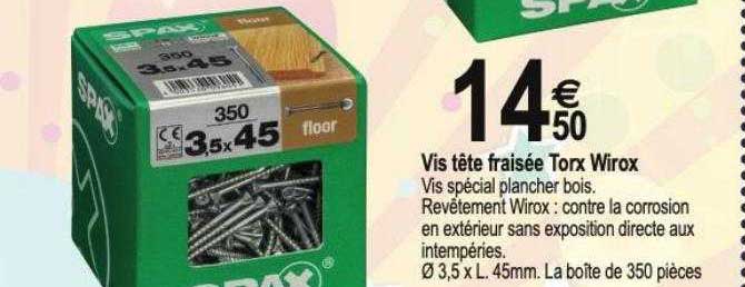 vis tête fraisée torx wirox