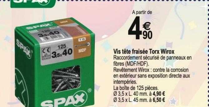 vis tête fraisée torx wirox