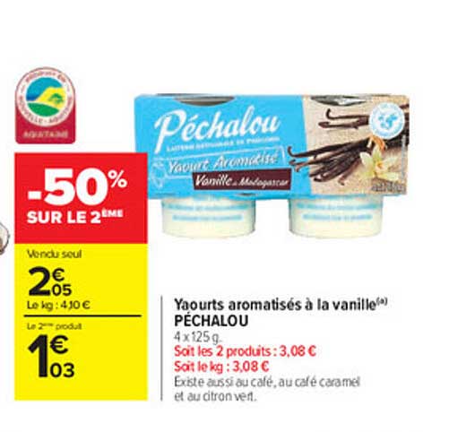 Yaourts Aromatisés à La Vanille Péchalou