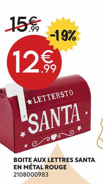 boîte aux lettres santa en métal rouge