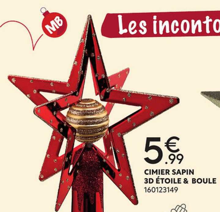 cimier sapin 3d étoile & boule