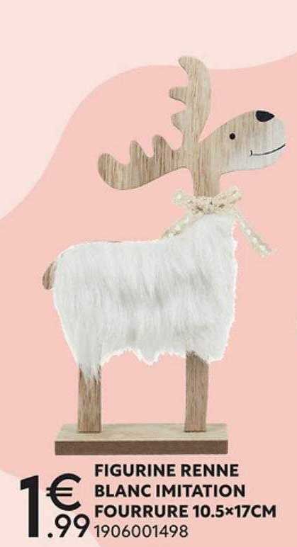 figurine renne blanc imitation fourrure