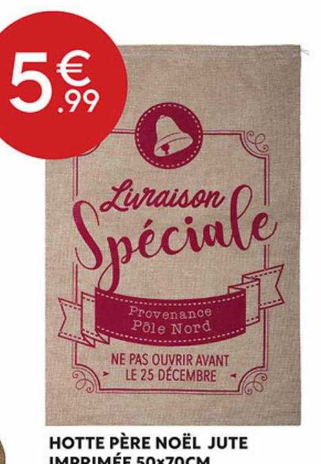 Hotte Père Noël Jute Imprimée