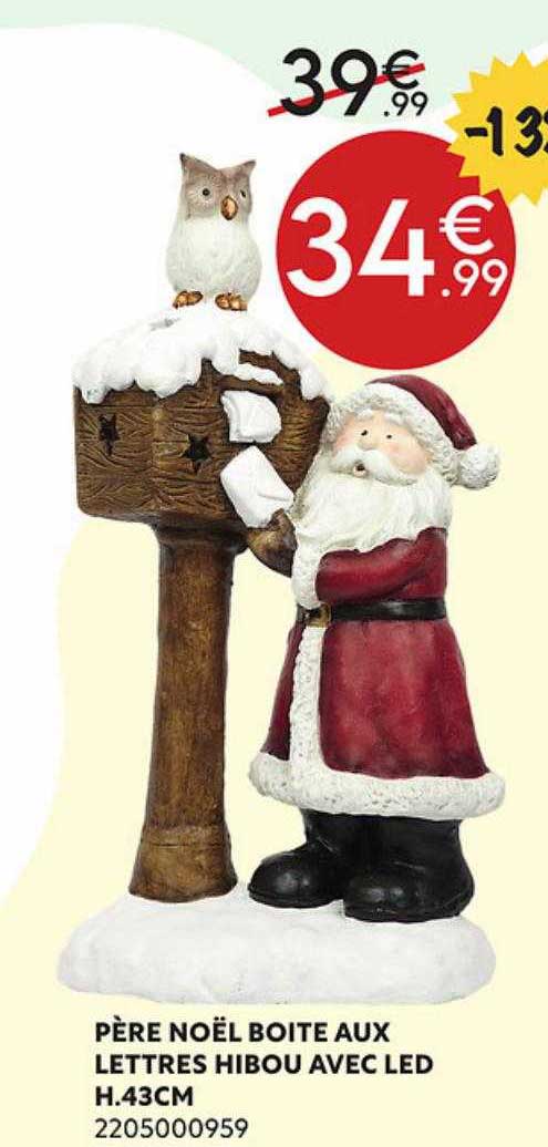 père noël boîte aux lettres hibou avec led