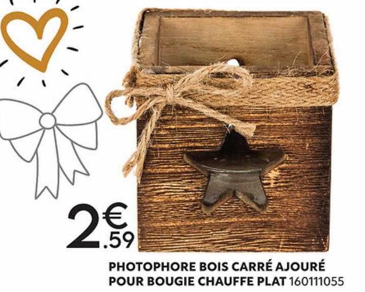 photophore bois carré ajouré pour bouqie chauffe plat