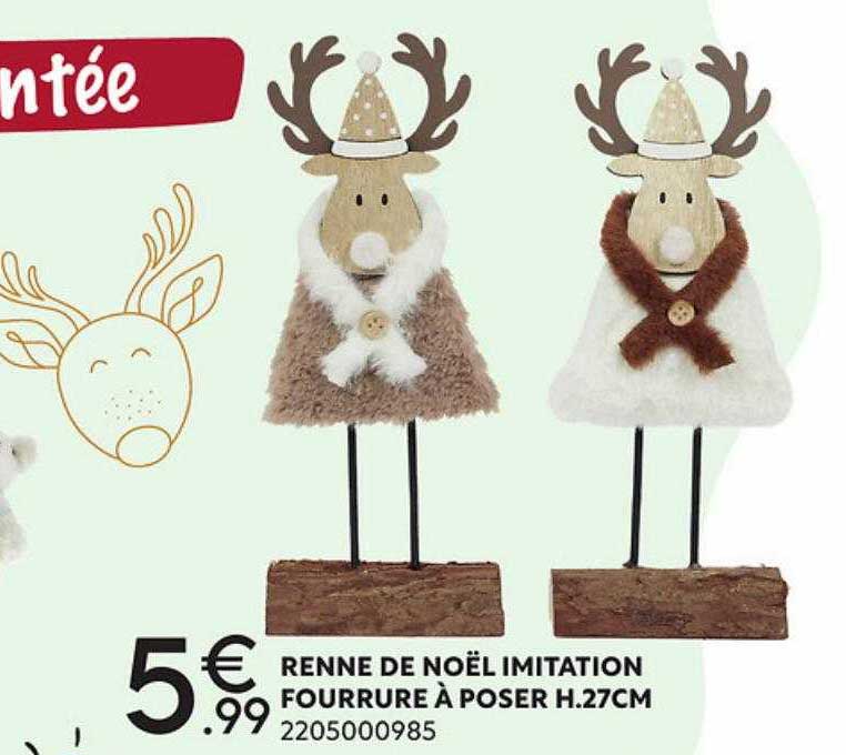 renne de noël imitation fourrure à poser