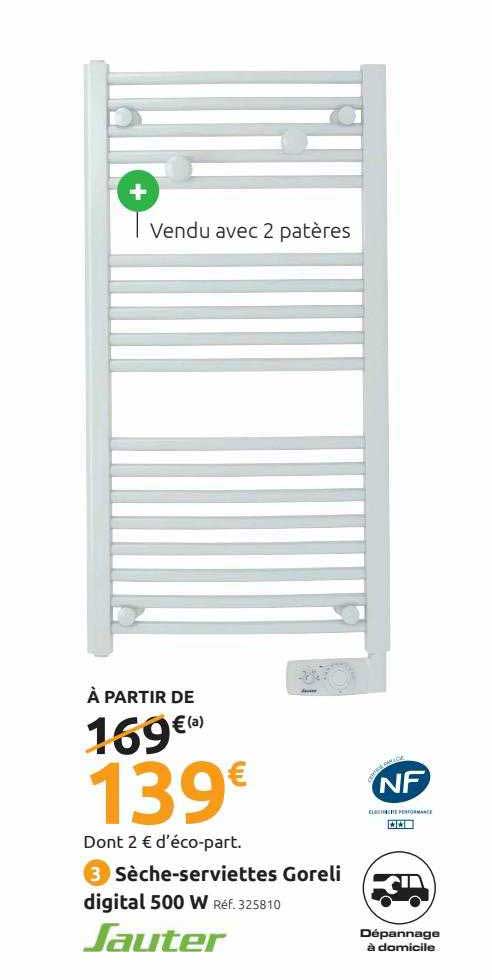 sèche-serviettes goreli digital 500 w sauter