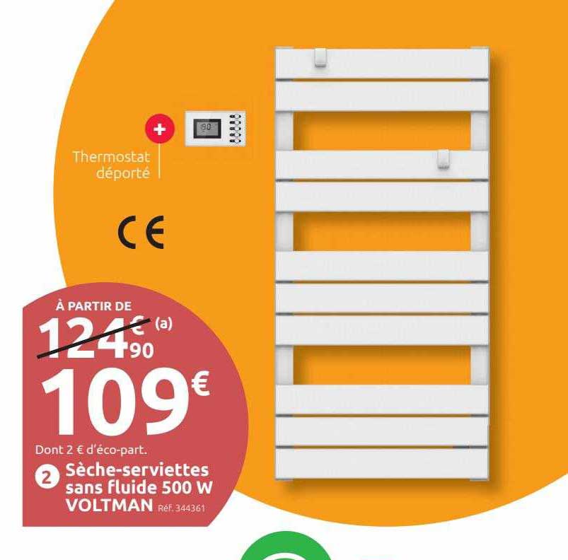 sèche-serviettes sans fluide 500 w voltman