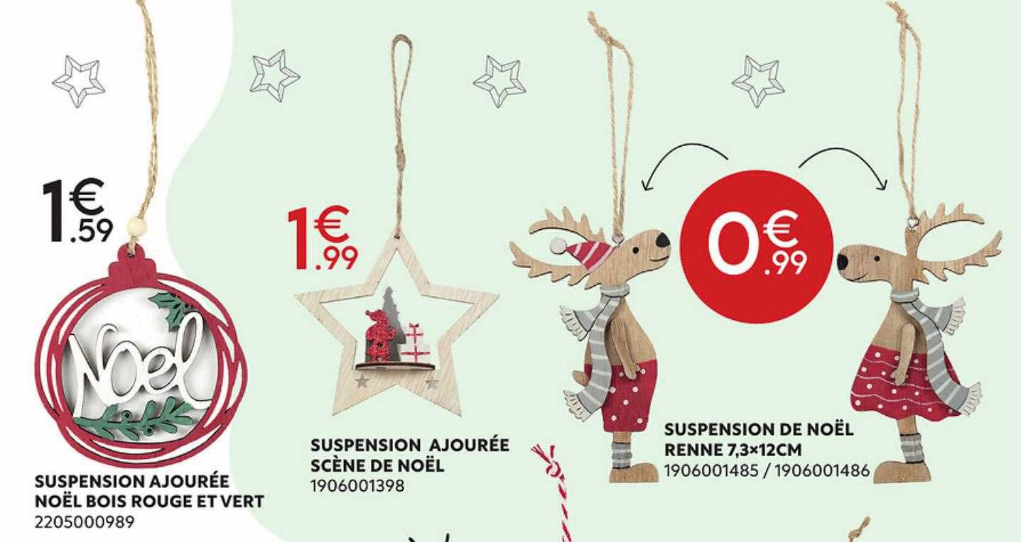 suspension ajourée noël bois rouge et vert, suspension ajourée scène de noël, suspension de noël renne