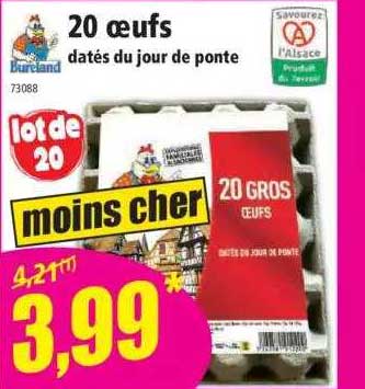 20 œufs datés du jour de ponte bureland