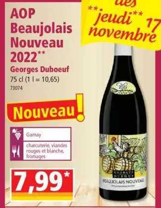 aop beaujolais nouveau 2022 georges duboeuf