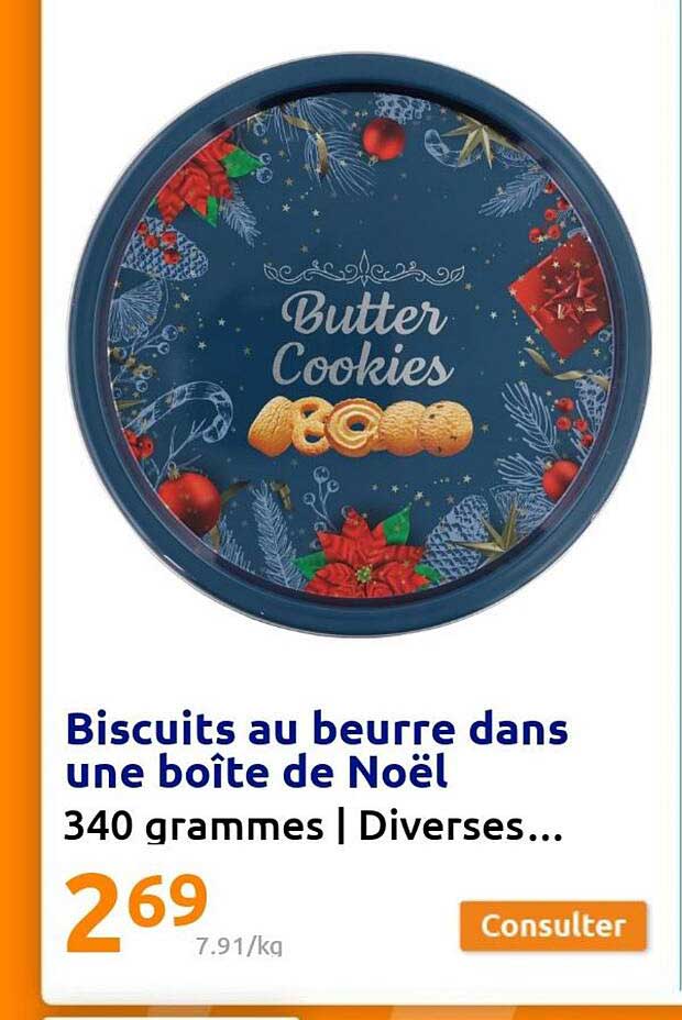 biscuits au beurre dans une boîte de noël