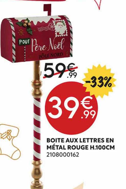 boîte aux lettes en métal rouge h.100 cm