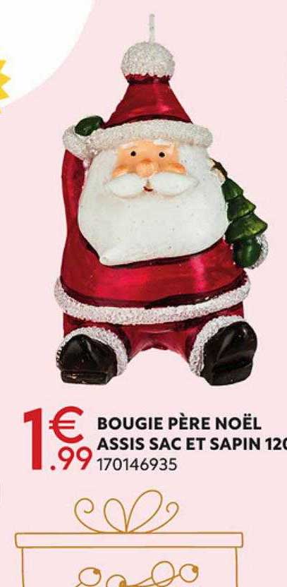 bougie père noël assis sac et sapin 120 g