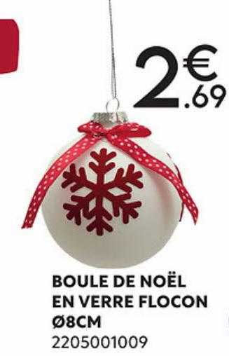 boule de noël en verre flocon ø8 cm