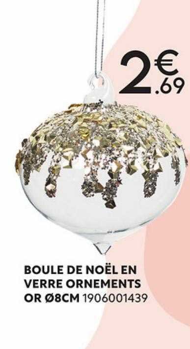 boule de noël en verre ornements or ø8 cm