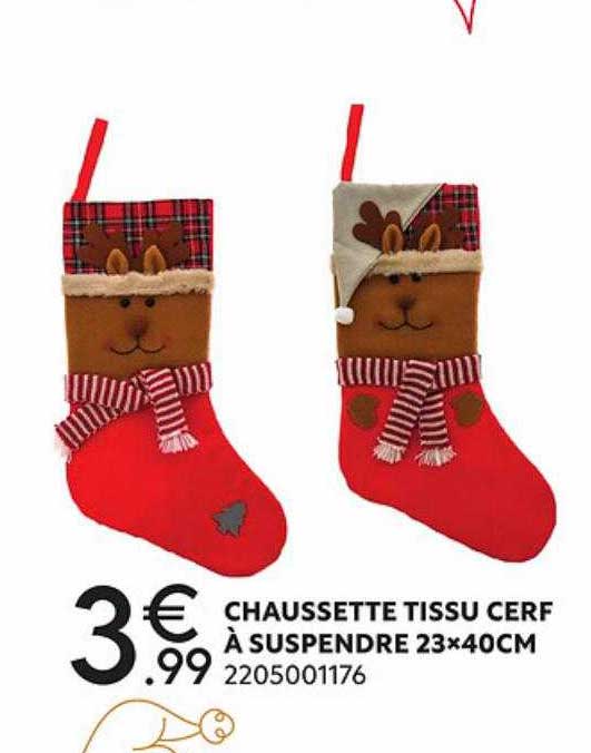 chaussette tissu cerf à suspendre