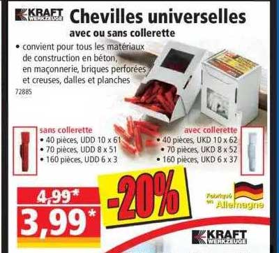 chevilles universelles avec ou sans collerette kraft werkzeuge