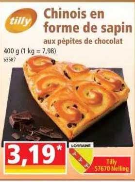 chinois en forme de sapin aux pépites de chocolat tilly