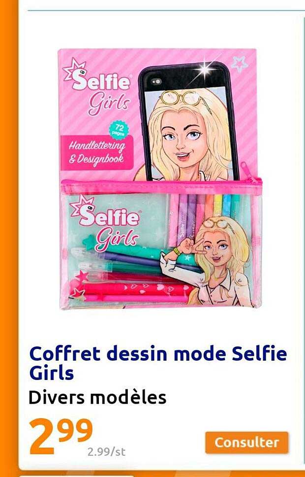 coffret dessin mode selfie girls
