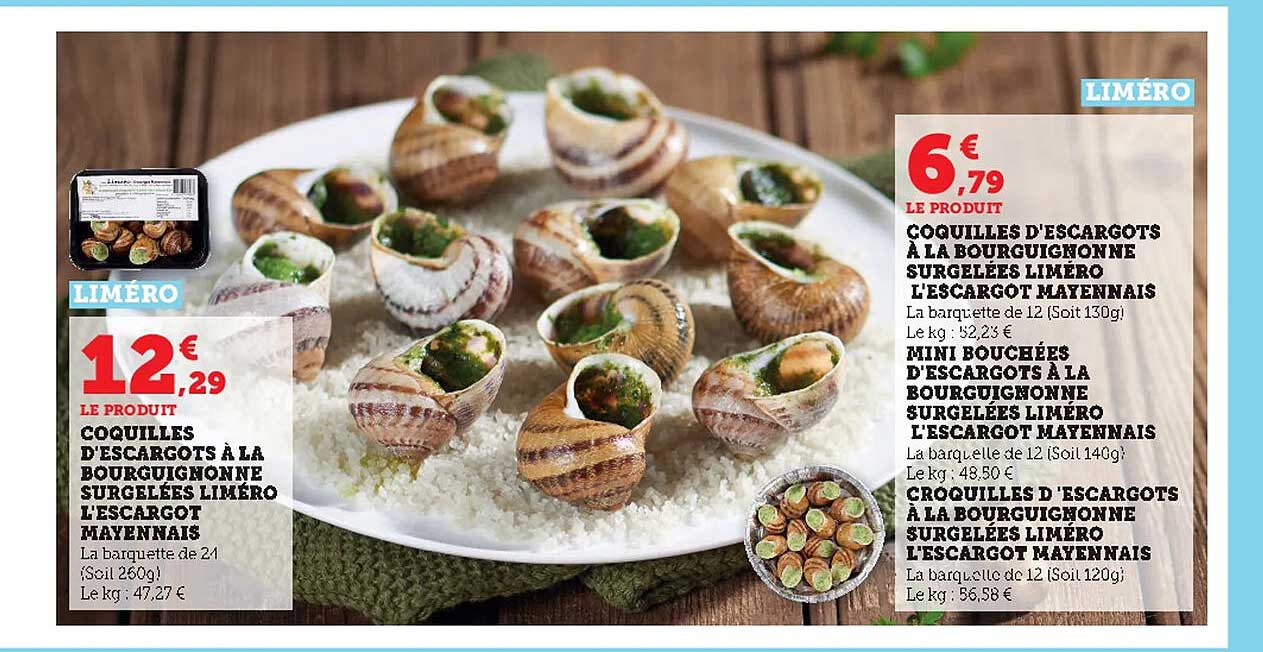 coquilles d'escargots à la bourguignonne surgelées liméro l'escargot mayennais, coquilles d'escargots à la bourguignonne surgelées liméro l'escargot mayennais, mini bouchées d'escargots