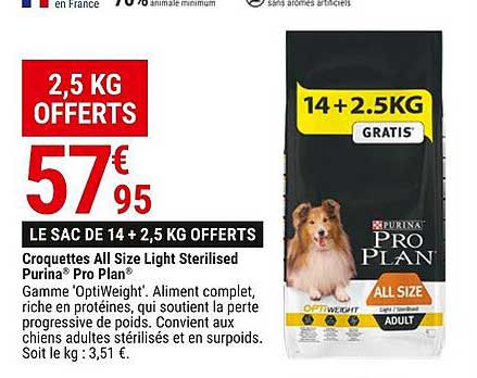 croquettes all size light sterilised purina pro plan