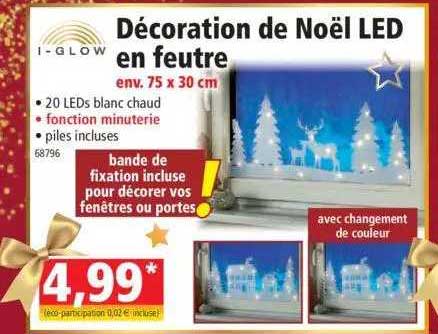 décoration de noël led en feutre i-glow