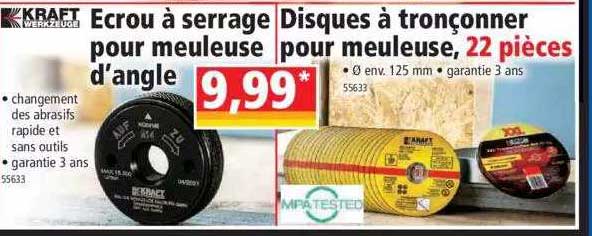 écrou à serrage pour meuleuse d'angle kraft werkzeuge , disques à tronçonner pour meuleuse, 22 pièces kraft werkzeuge