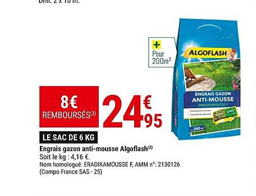 engrais gazon anti-mousse algoflash