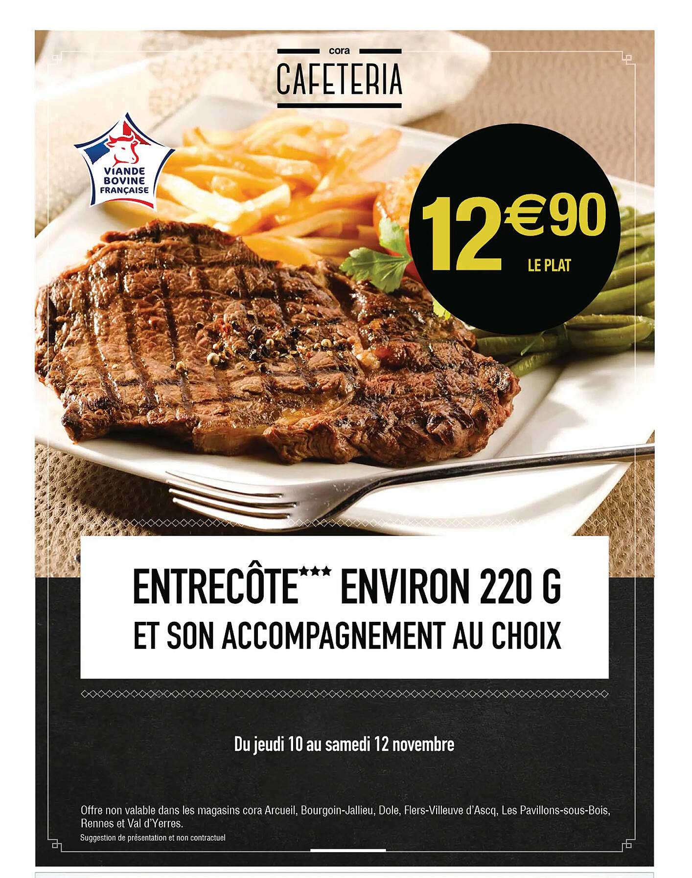 entrecôte*** environ 220 g et son accompagnement au choix
