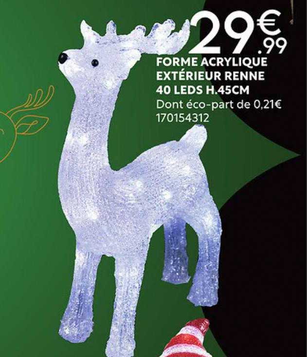 forme acrylique extérieur renne 40 leds h.45 cm