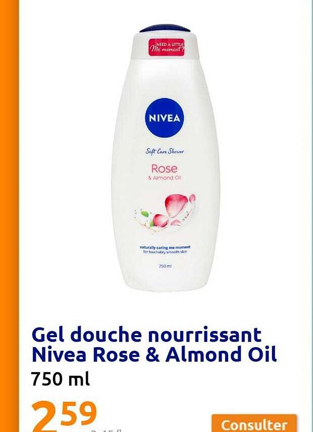 gel douche nourrissant nivea rose & almond oil