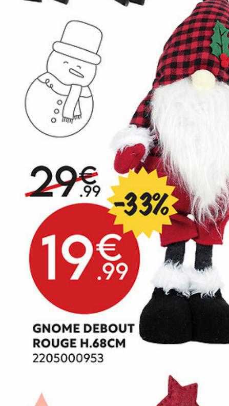 gnome debout rouge h.68 cm