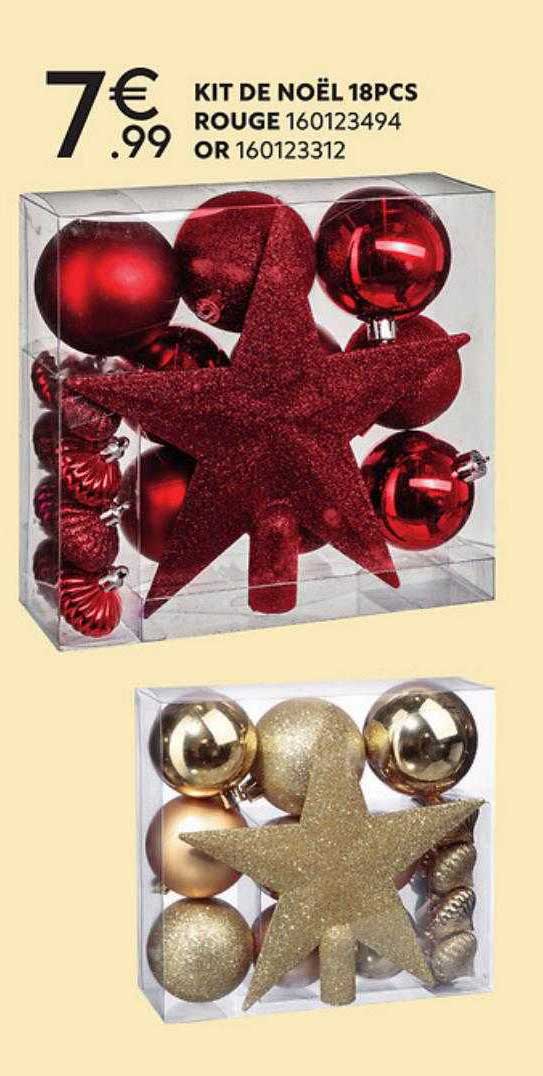 kit de noël 18 pcs rouge, or