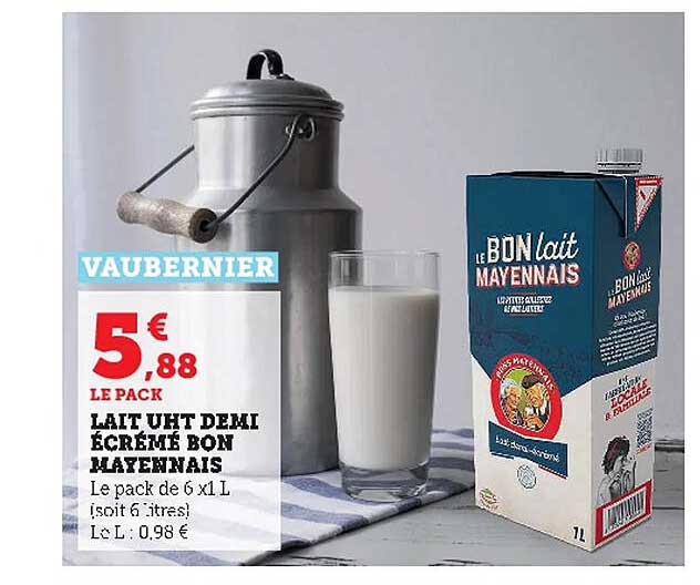 lait uht demi écrémé bon mayennais vaubernier