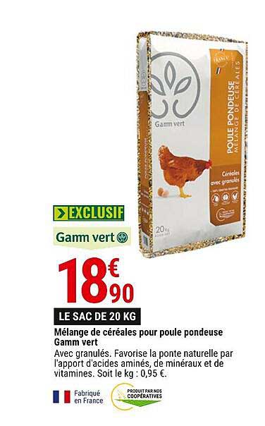 mélange de céréales pour poule pondeuse gamm vert