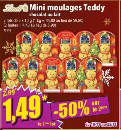 mini moulages teddy chocolat au lait lindt