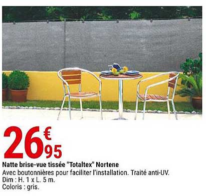 natte brise-vue tissée "totaltex" nortene