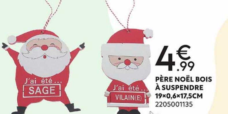 père noël bois à suspendre