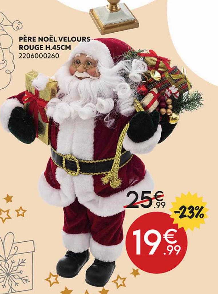 père noël velours rouge h.45 cm