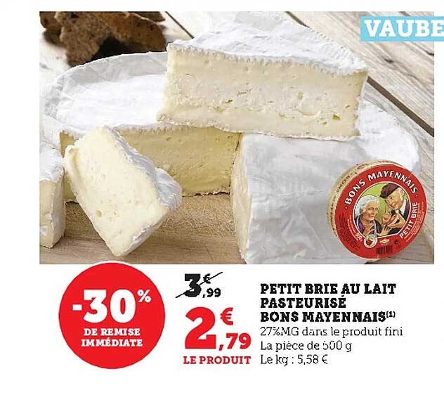 petit brie au lait pasteurisé bons mayennais